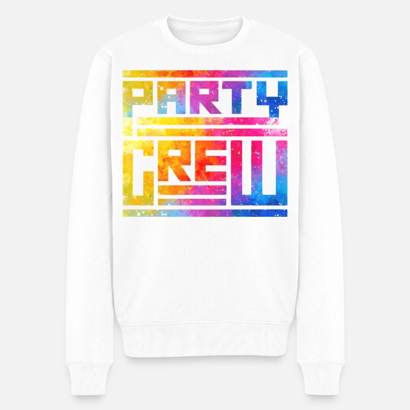 Rainbow Splash Party Schrift - Männer Premium Bio Pullover - Weiß