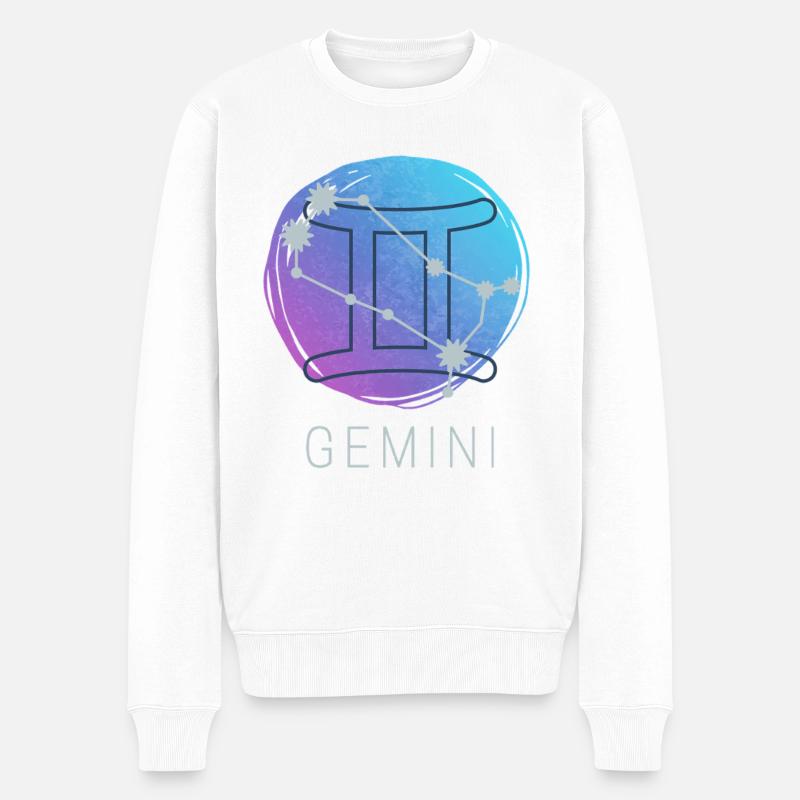 Zwilling Tierkreiszeichen Horoskop Sternzeichen - Männer Premium Bio Pullover - Weiß
