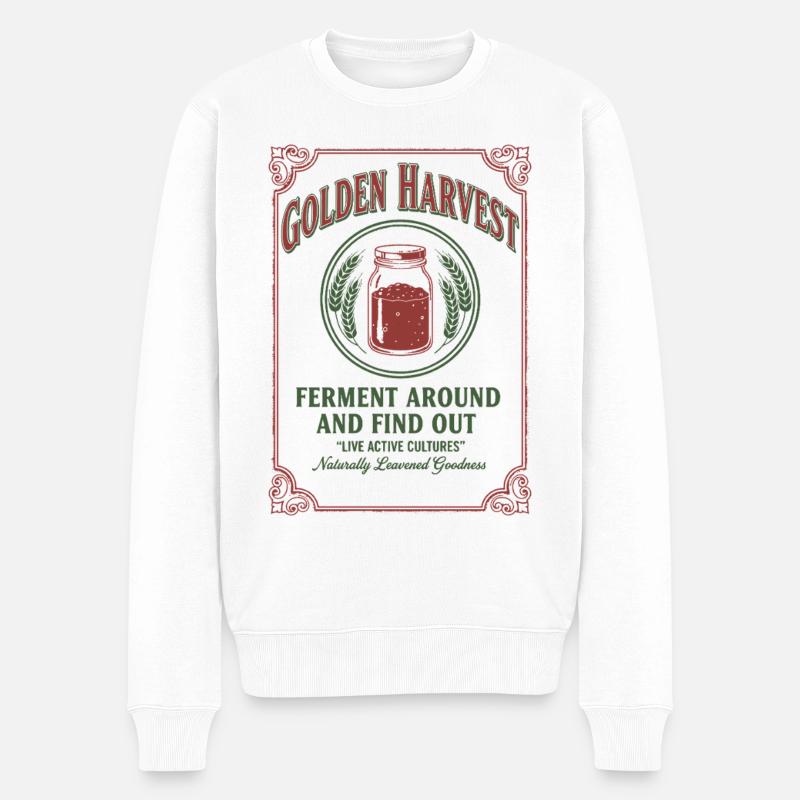 Sauerteig-Goldernte-Gärung rund um - Männer Premium Bio Pullover - Weiß