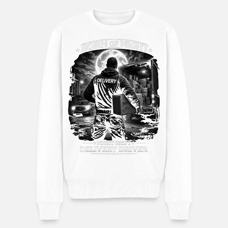Nachtschicht-Lieferfahrer - Männer Premium Bio Pullover - Weiß