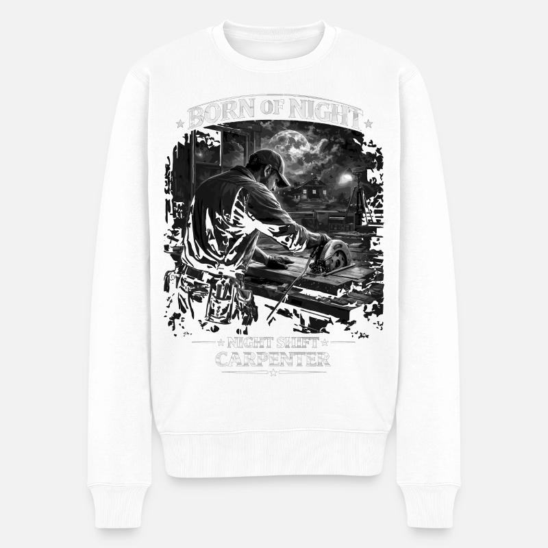Geboren von Night Carpenter - Männer Premium Bio Pullover - Weiß