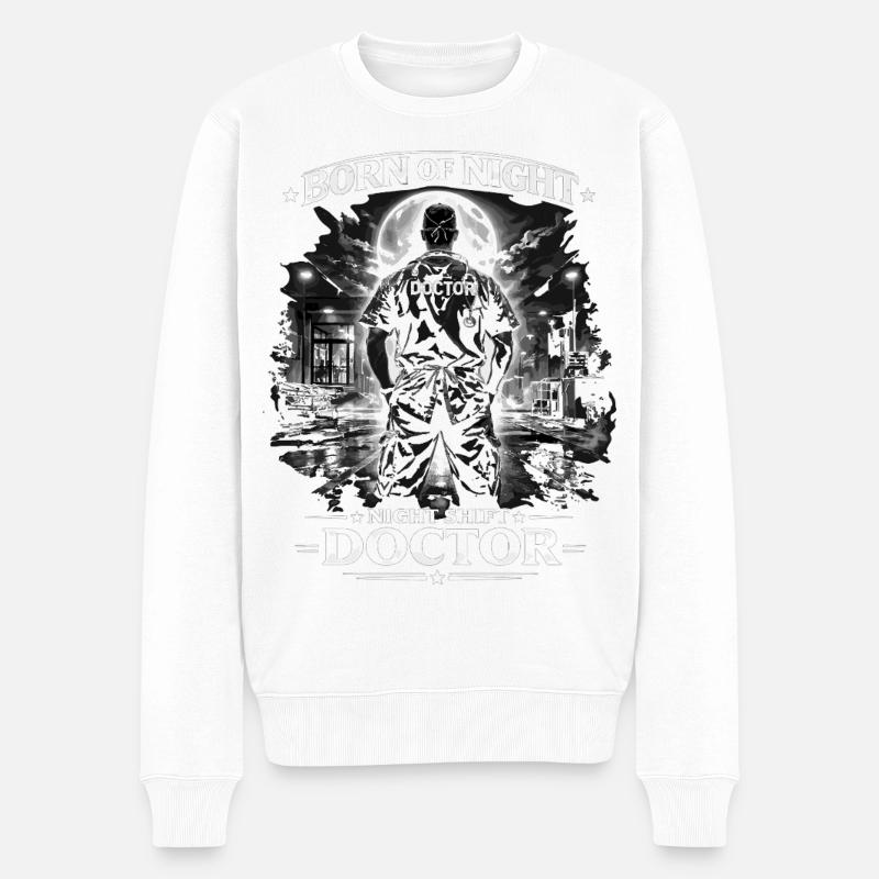 Nachtschicht-Doktor Noir - Männer Premium Bio Pullover - Weiß