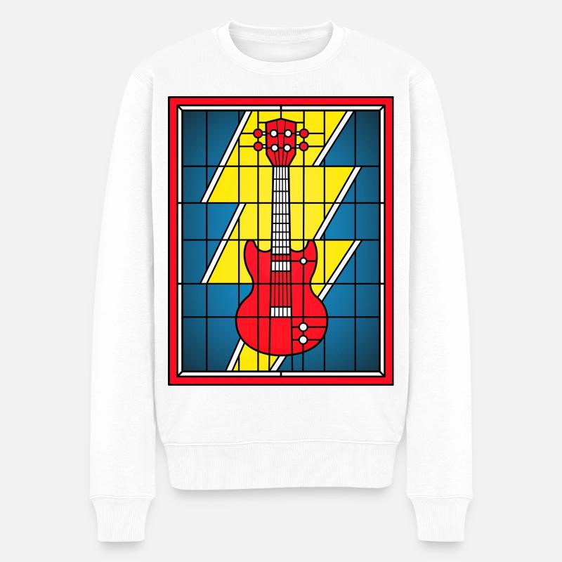 Buntglas-E-Gitarre - Männer Premium Bio Pullover - Weiß