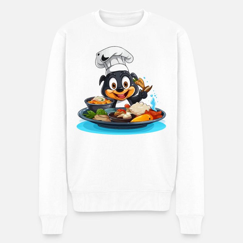 Kochhund Chef Cartoon - Männer Premium Bio Pullover - Weiß