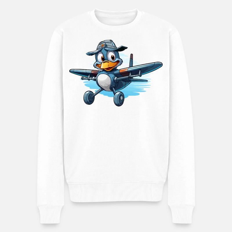 Pilote de pingouin dans un avion - Pull Premium bio Homme - blanc