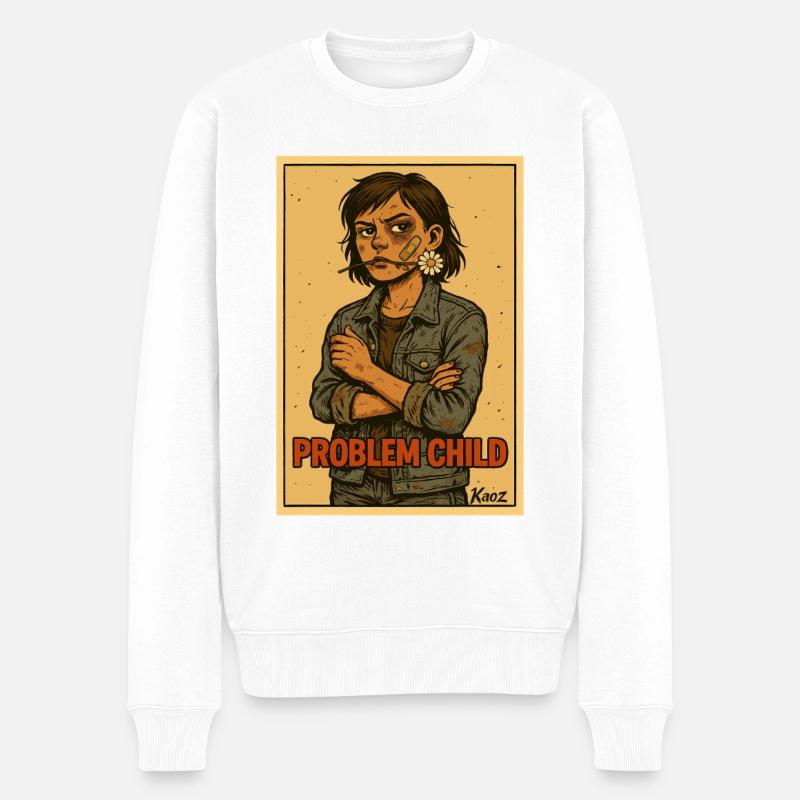 Problem Child Daisy Rebel plakat - Økologisk premium-sweatshirt til mænd - hvid