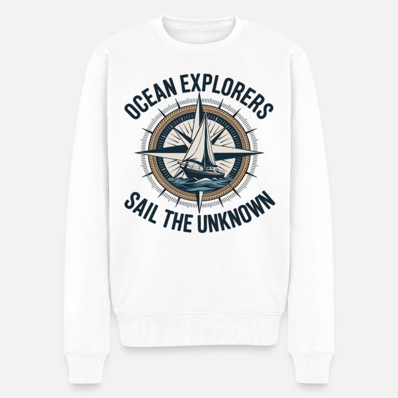 Ocean Explorers – Segeln Abenteuer Kompass - Männer Premium Bio Pullover - Weiß