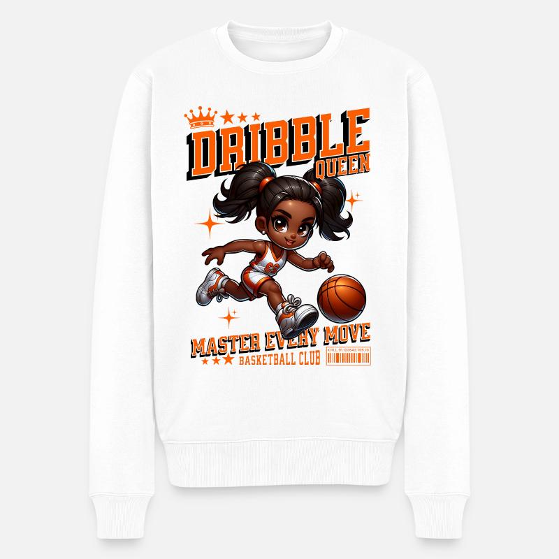 Dribble Queen Basketball Cartoon - Männer Premium Bio Pullover - Weiß