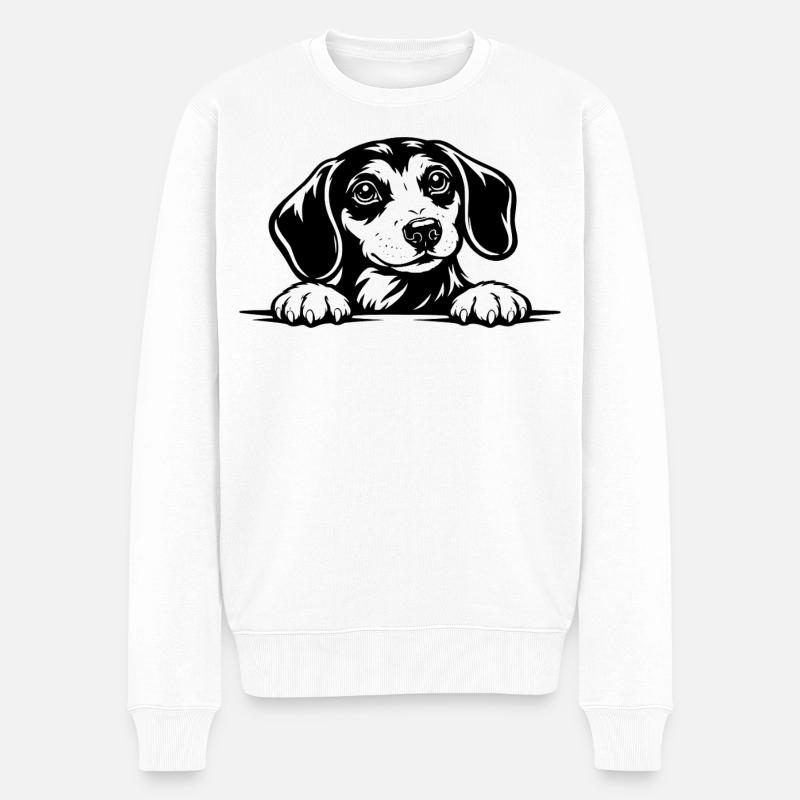 Dackel mit Pfote Portrait - Männer Premium Bio Pullover - Weiß