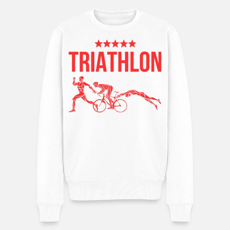 Triathlon - Männer Premium Bio Pullover - Weiß