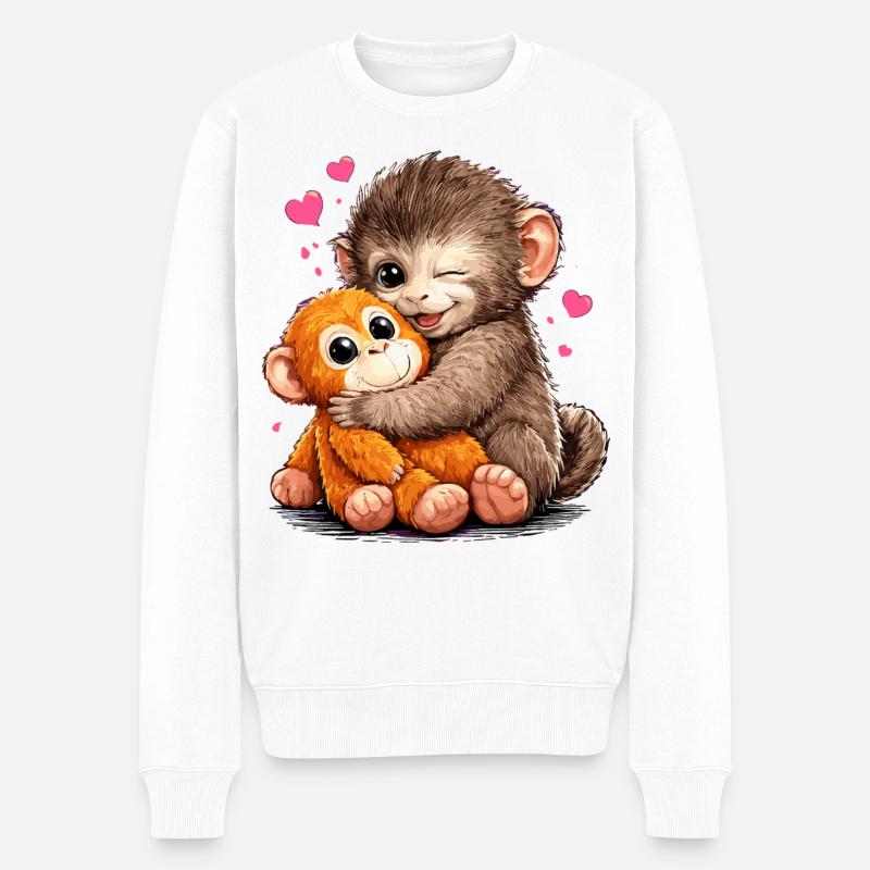 Cadeau drôle de Monkey Punch - Pull Premium bio Homme - blanc