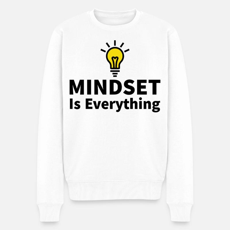 Mindset is everything Glühbirne Motivation Erfolg - Männer Premium Bio Pullover - Weiß