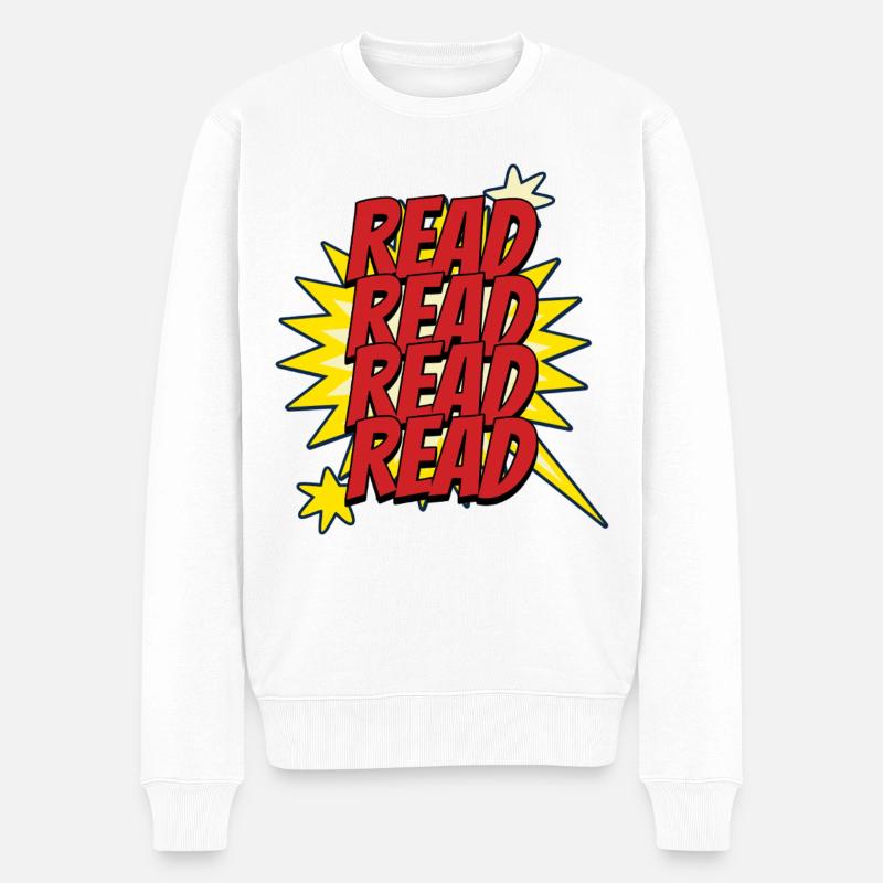 Lire Design - Look Super-héros de comics - Pull Premium bio Homme - blanc