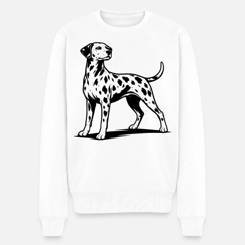 Dalmatiner Portrait Schwarz - Männer Premium Bio Pullover - Weiß