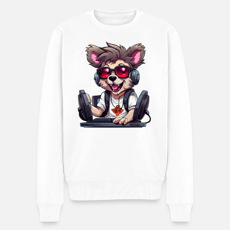 DJ Wolfi im Club - Männer Premium Bio Pullover - Weiß