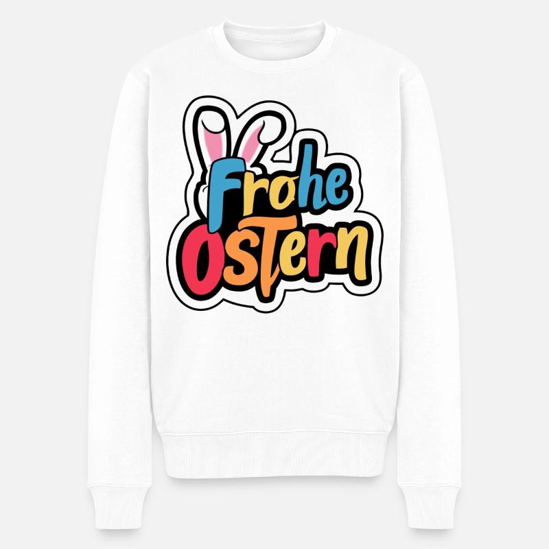 Frohe Ostern Hase - Männer Premium Bio Pullover - Weiß