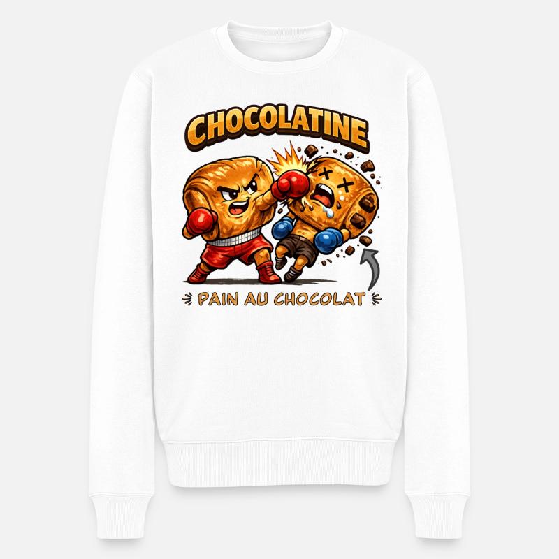 Chocolatine boxe - Pull Premium bio Homme - blanc