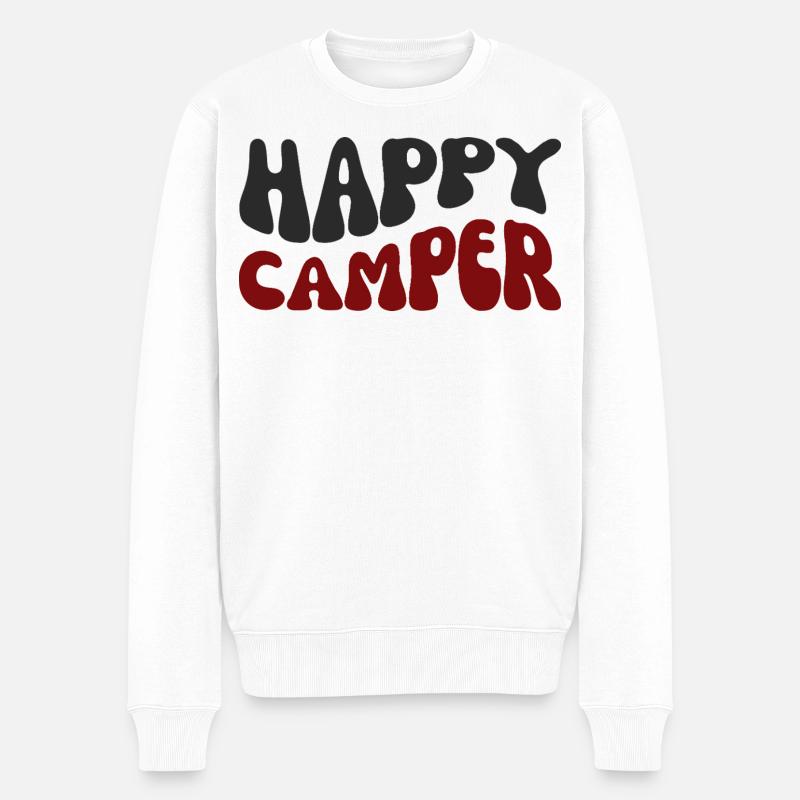 Fröhlicher Camper Druck - Männer Premium Bio Pullover - Weiß