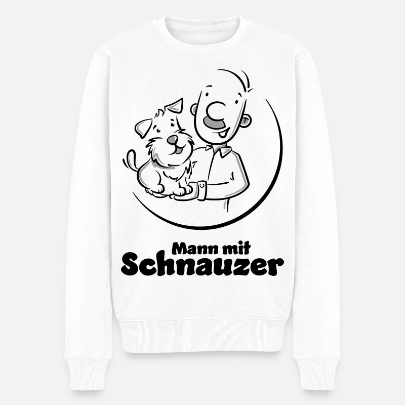 Mann mit Schnauzer (Oberlippenbart) - Männer Premium Bio Pullover - Weiß