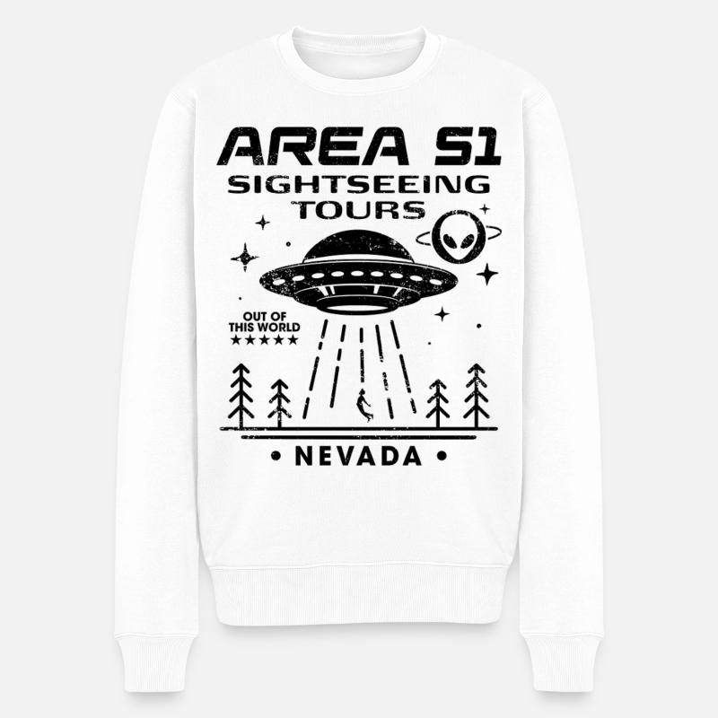 Area 51 Besichtigungstouren - Männer Premium Bio Pullover - Weiß