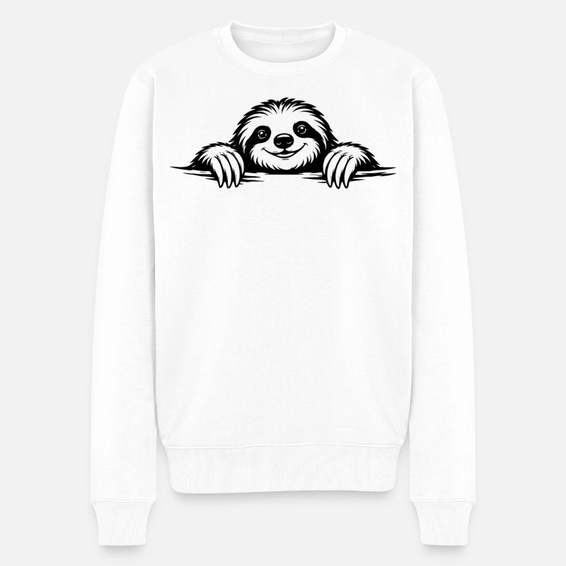 Faultier in chilliger Pose - Männer Premium Bio Pullover - Weiß