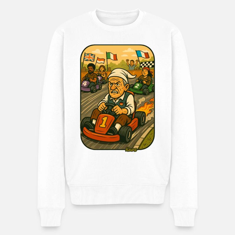 Grandpa Go-Kart Sprint - Männer Premium Bio Pullover - Weiß