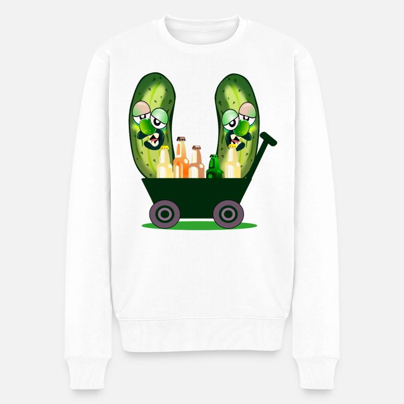 Handkarren-Gartenarbeit Camping Gurken - Männer Premium Bio Pullover - Weiß