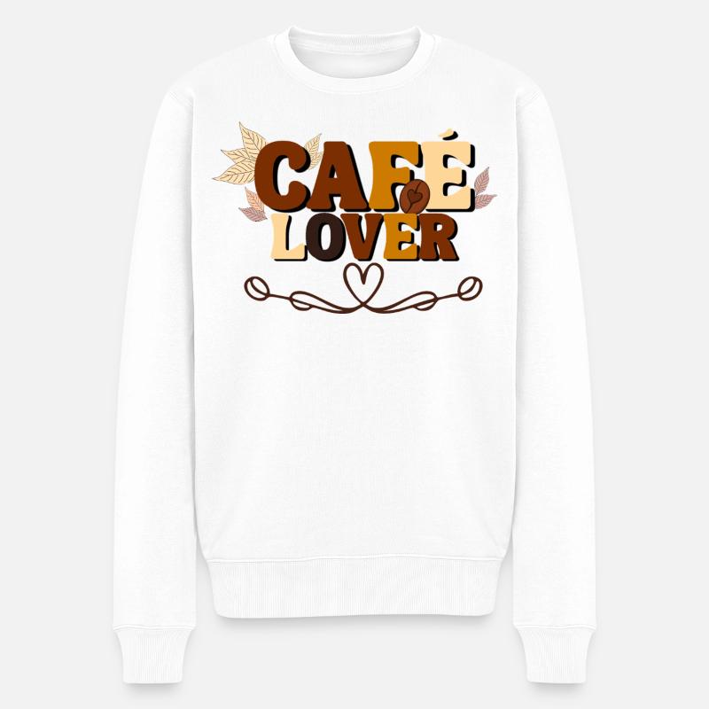Café-Liebhaber - Männer Premium Bio Pullover - Weiß