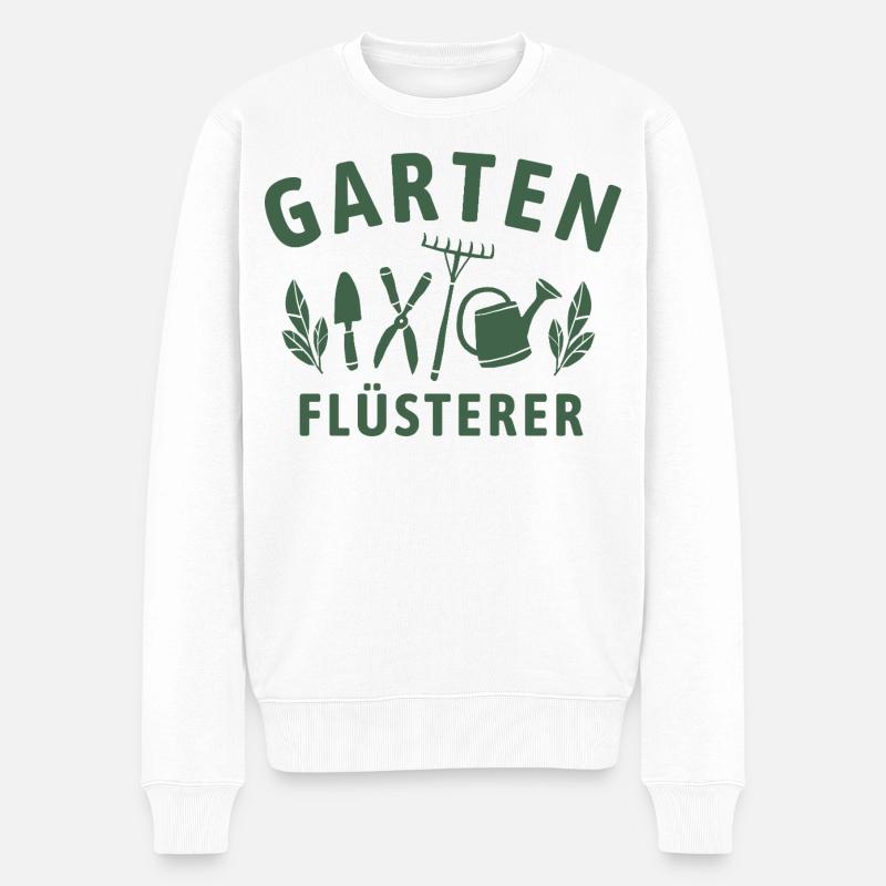 Garten Flüsterer - Retro Gärtner Natur - Männer Premium Bio Pullover - Weiß