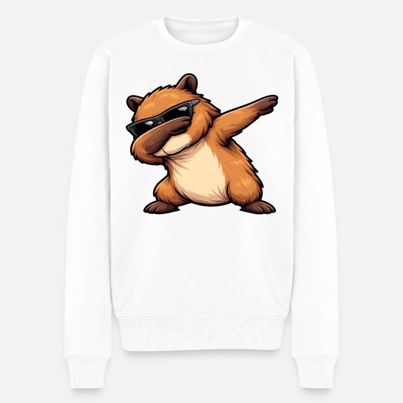 Dabbing Capybara - Männer Premium Bio Pullover - Weiß