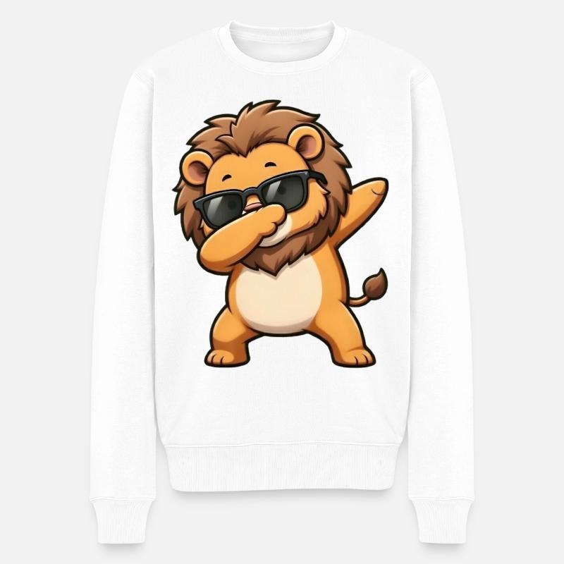 Dabbing Lion - Pull Premium bio Homme - blanc