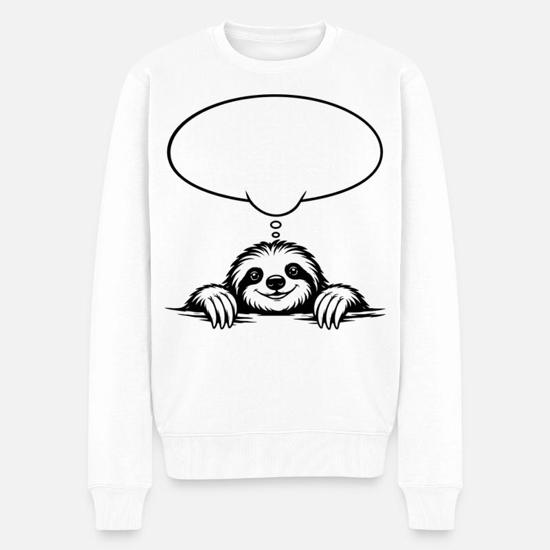 Faultier_mit_Denkblase - Pull Premium bio Homme - blanc