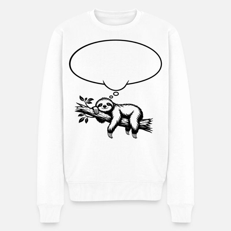 Faultier_chillend_mit_Denkblase - Pull Premium bio Homme - blanc