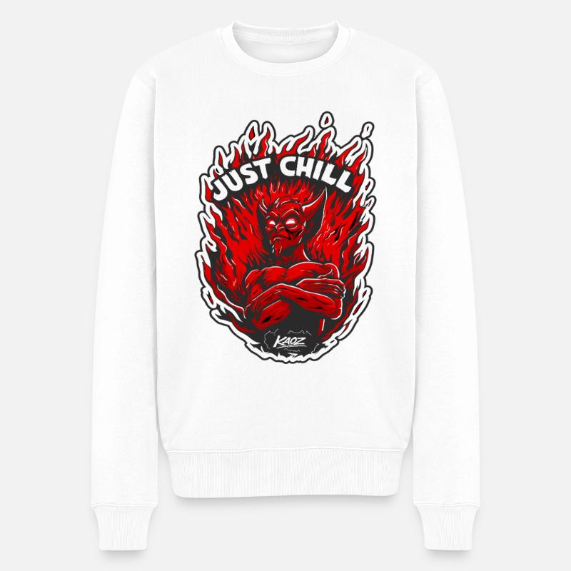 Inferno-Dämon Entspann dich einfach - Männer Premium Bio Pullover - Weiß