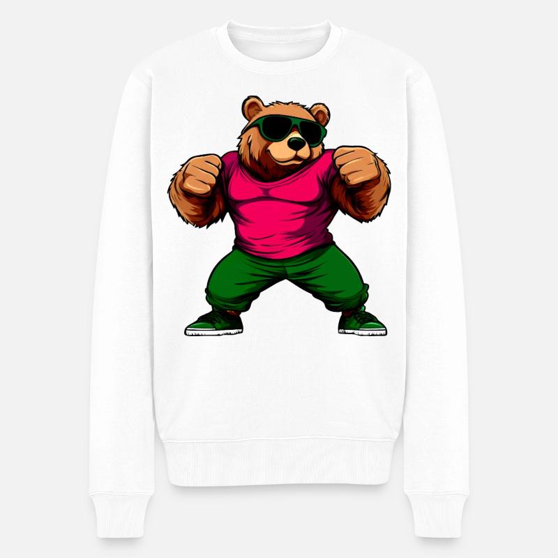 Bären Fitness - Männer Premium Bio Pullover - Weiß