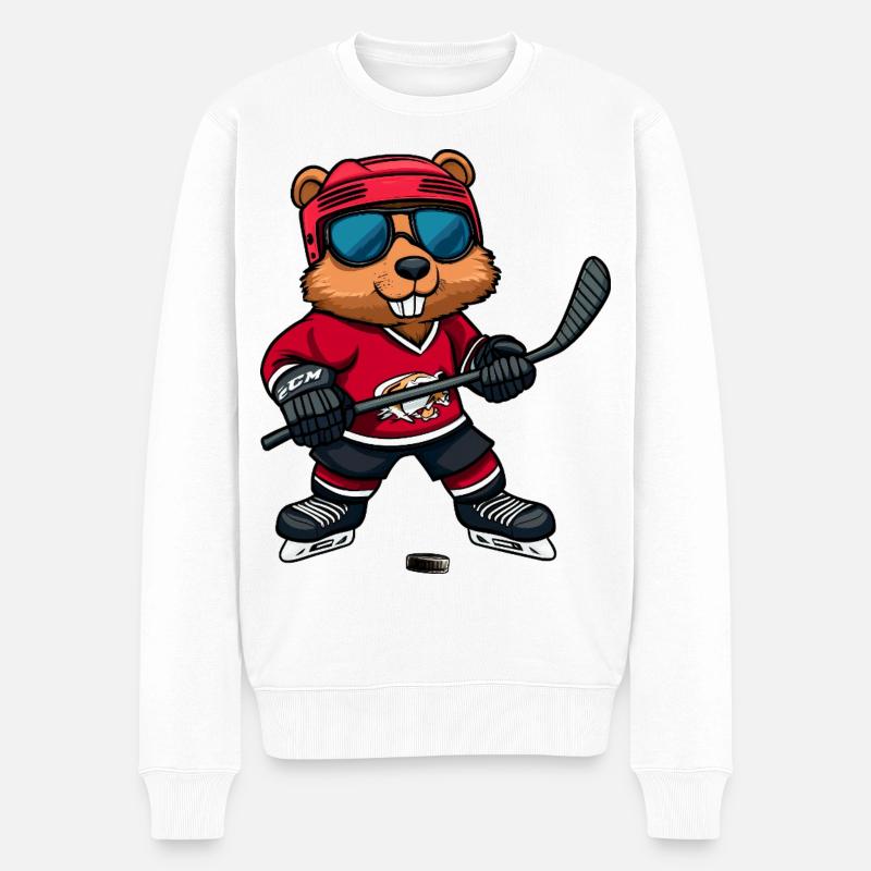 Biber Eishockey - Männer Premium Bio Pullover - Weiß