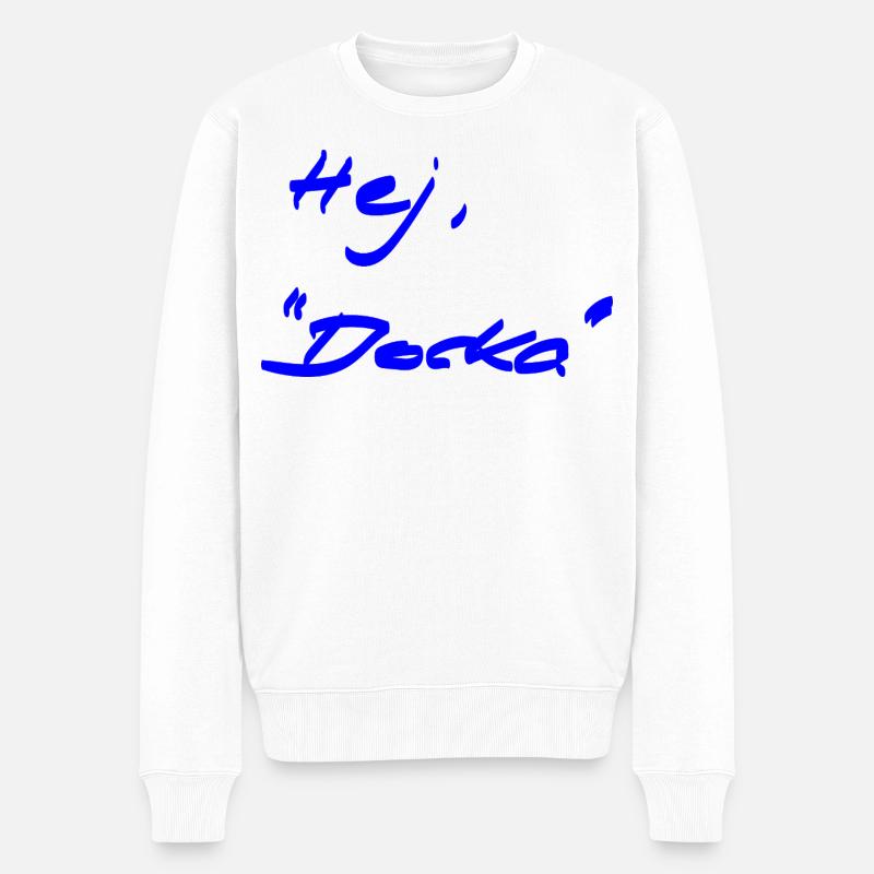 Begrüßung - anders - schwedisch - Männer Premium Bio Pullover - Weiß