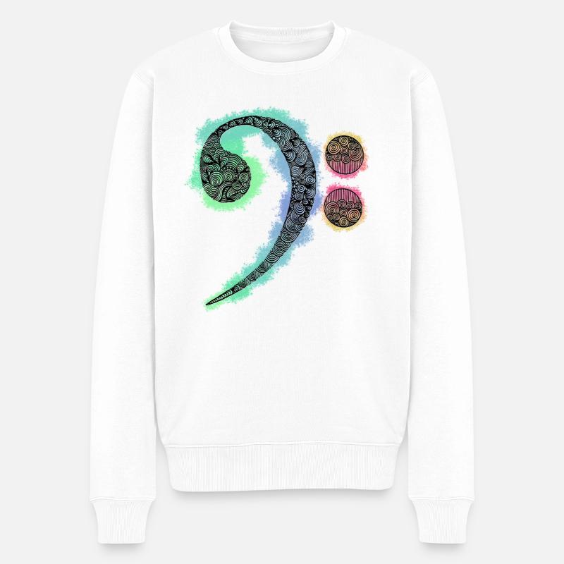 Clé basse Zentangle - Pull Premium bio Homme - blanc