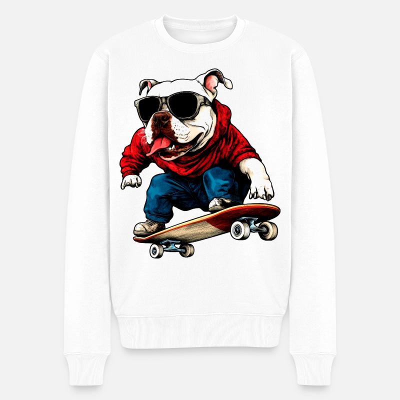 Chien à roulettes - Pull Premium bio Homme - blanc