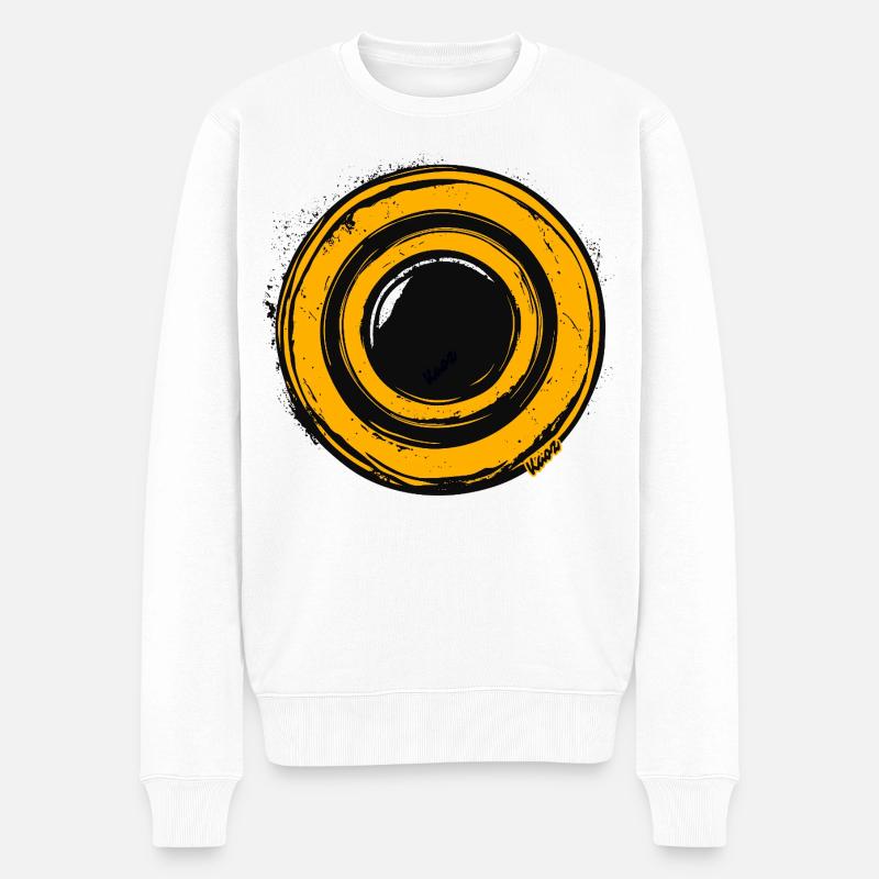 Kreisförmiger Pinselring-Burst - Männer Premium Bio Pullover - Weiß