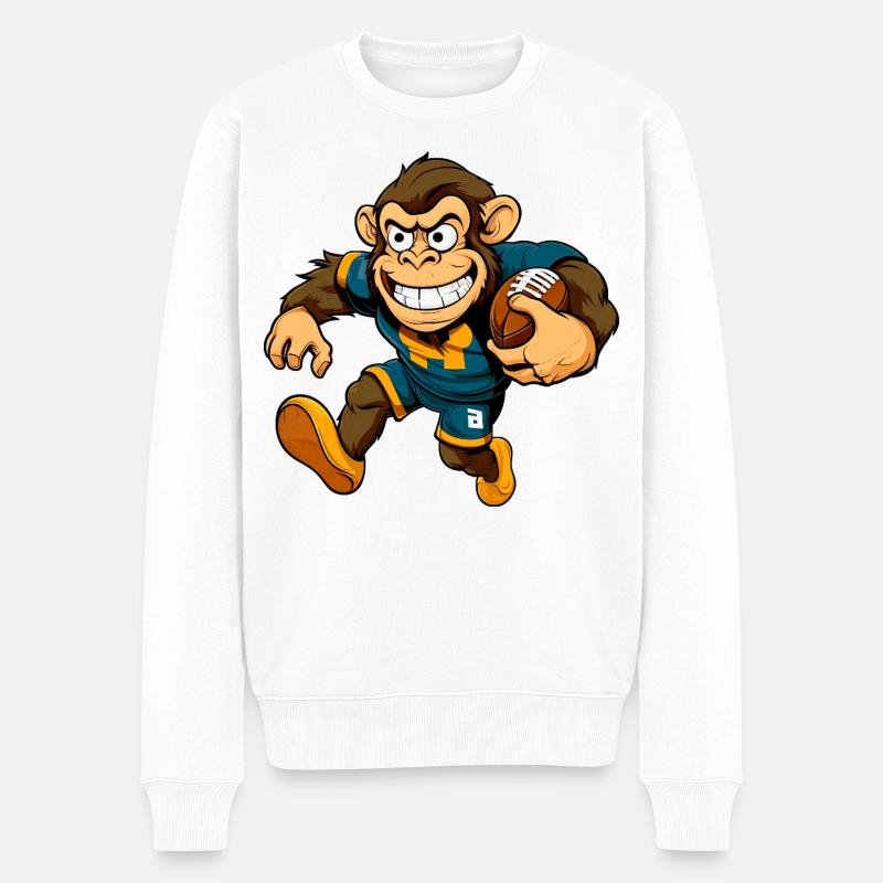 Affe Rugby - Männer Premium Bio Pullover - Weiß