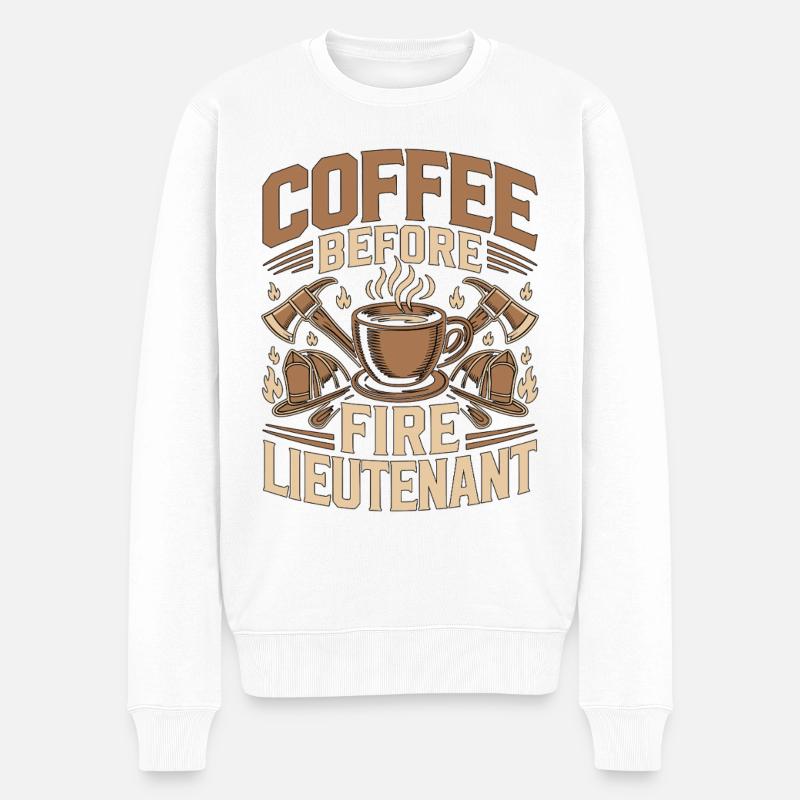 Fire Lieutenant Coffee Firefighting Coffee Lover - Männer Premium Bio Pullover - Weiß