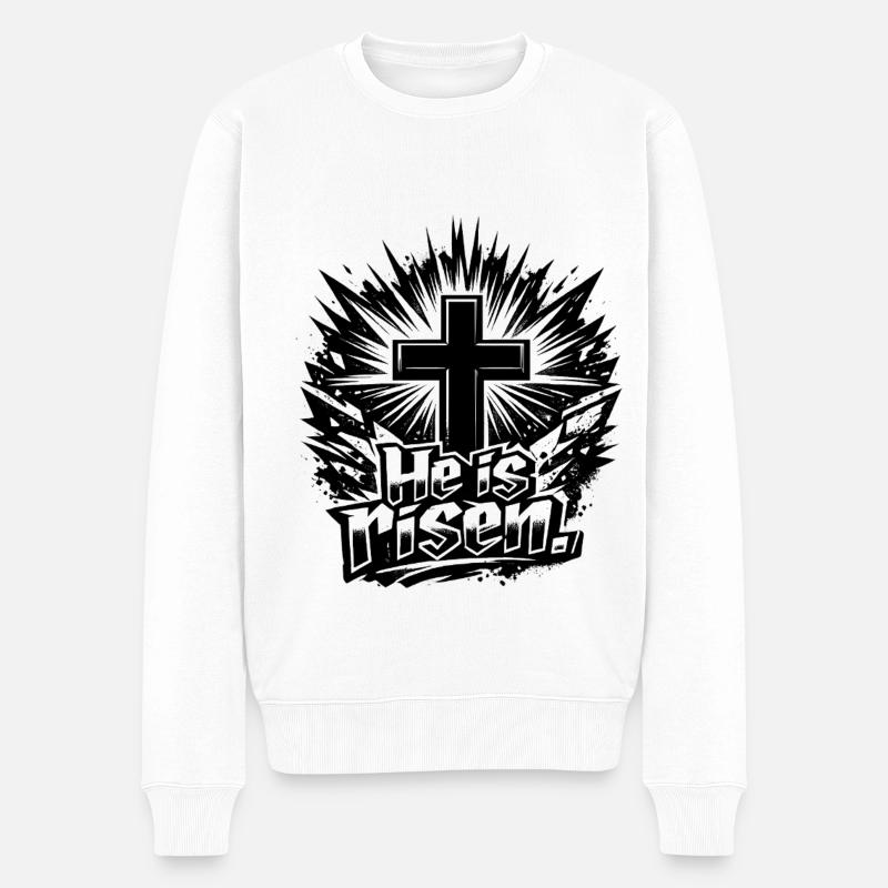 He is risen - Männer Premium Bio Pullover - Weiß