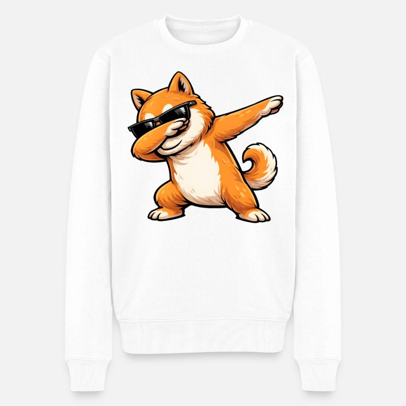 Dabbing Shiba Inu - Männer Premium Bio Pullover - Weiß