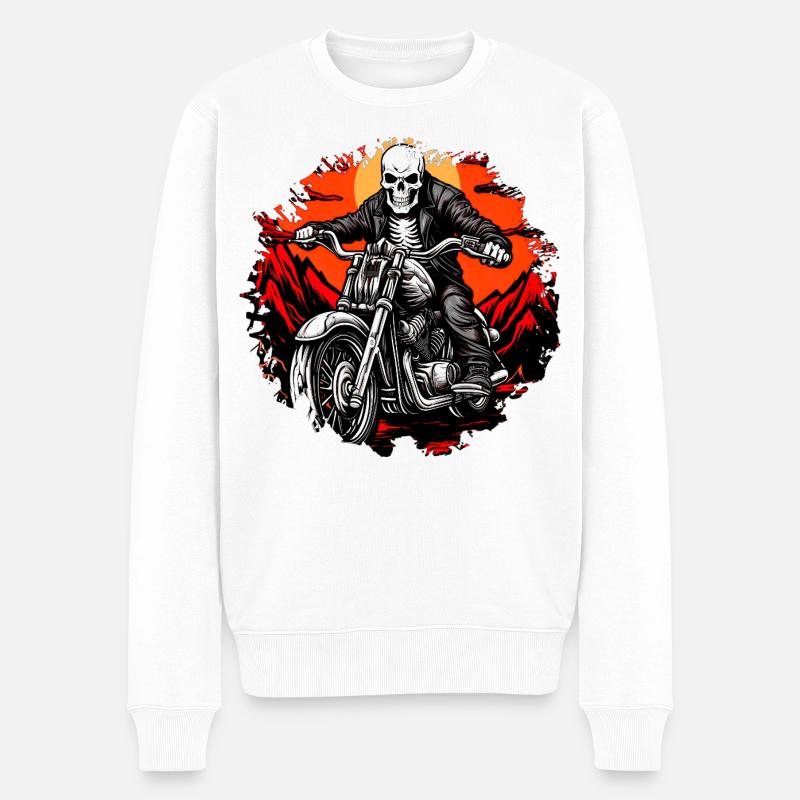 Motorrad Skelette - Männer Premium Bio Pullover - Weiß