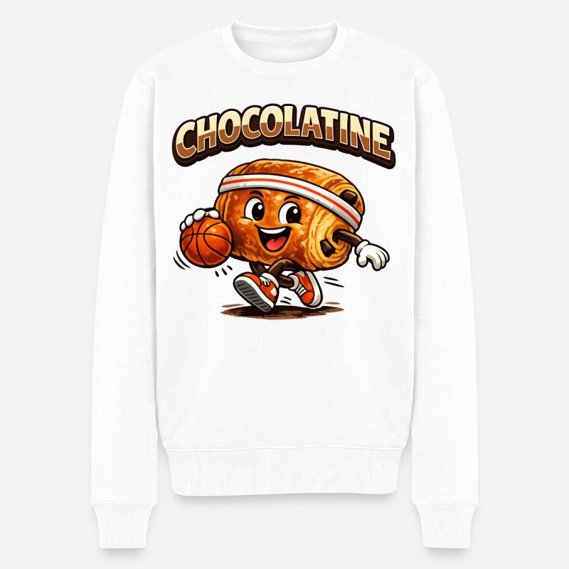 Chocolatine-Korb - Männer Premium Bio Pullover - Weiß