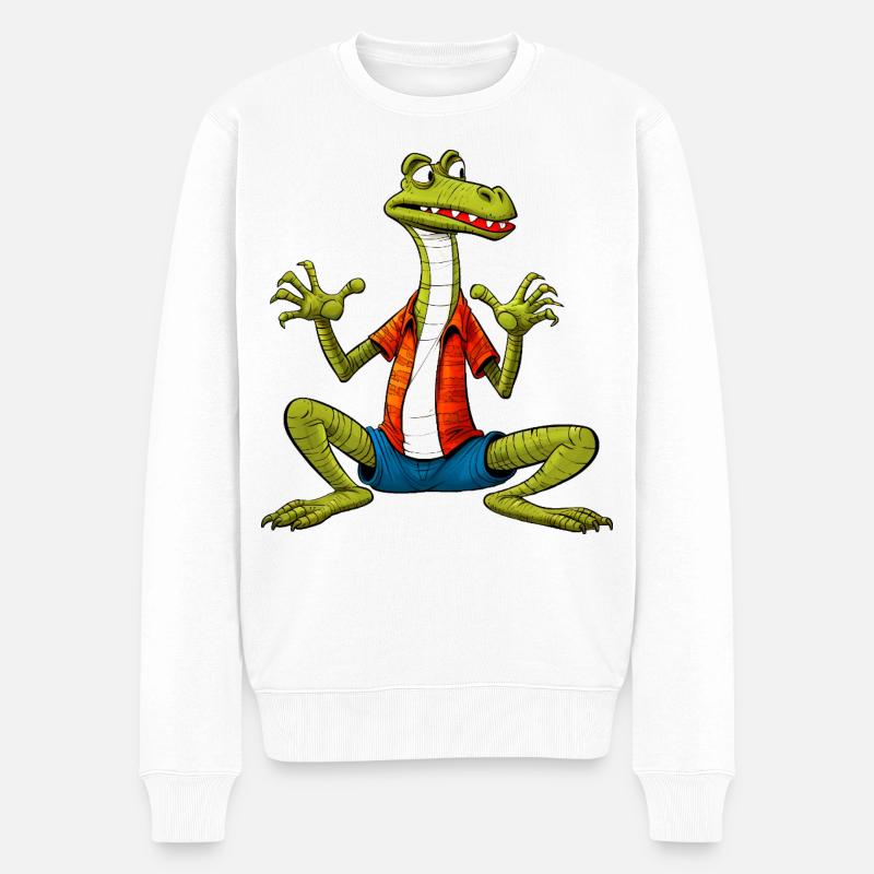 Yogi Eidechse - Männer Premium Bio Pullover - Weiß