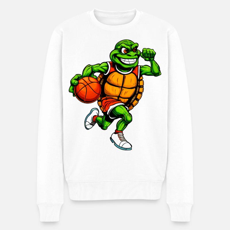 Basketball Schildkröte - Männer Premium Bio Pullover - Weiß