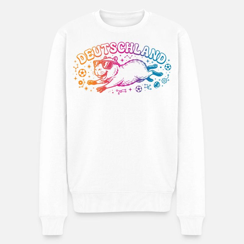 Deutschland Fussball Capybara - Männer Premium Bio Pullover - Weiß