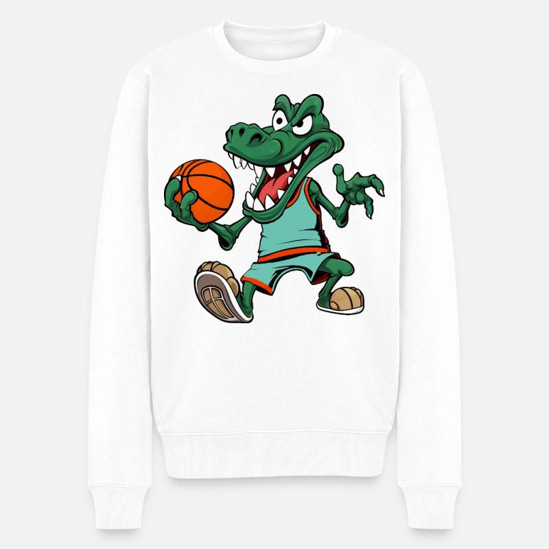 Basketballer Krokodil - Männer Premium Bio Pullover - Weiß
